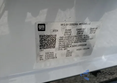 2024 Chevrolet Traverse Rs z USA, uszkodzony, nr VIN 1GNERLKS0RJ201116